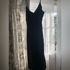 NET black satin slip dress